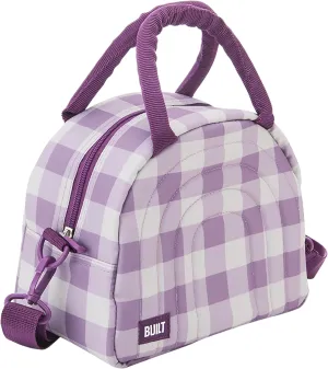 BUILT Puffer Water-resistant Polyester Satchel, Lightweight Insulated and Reusable with Detachable Adjustable Strap, Mulberry Gingham