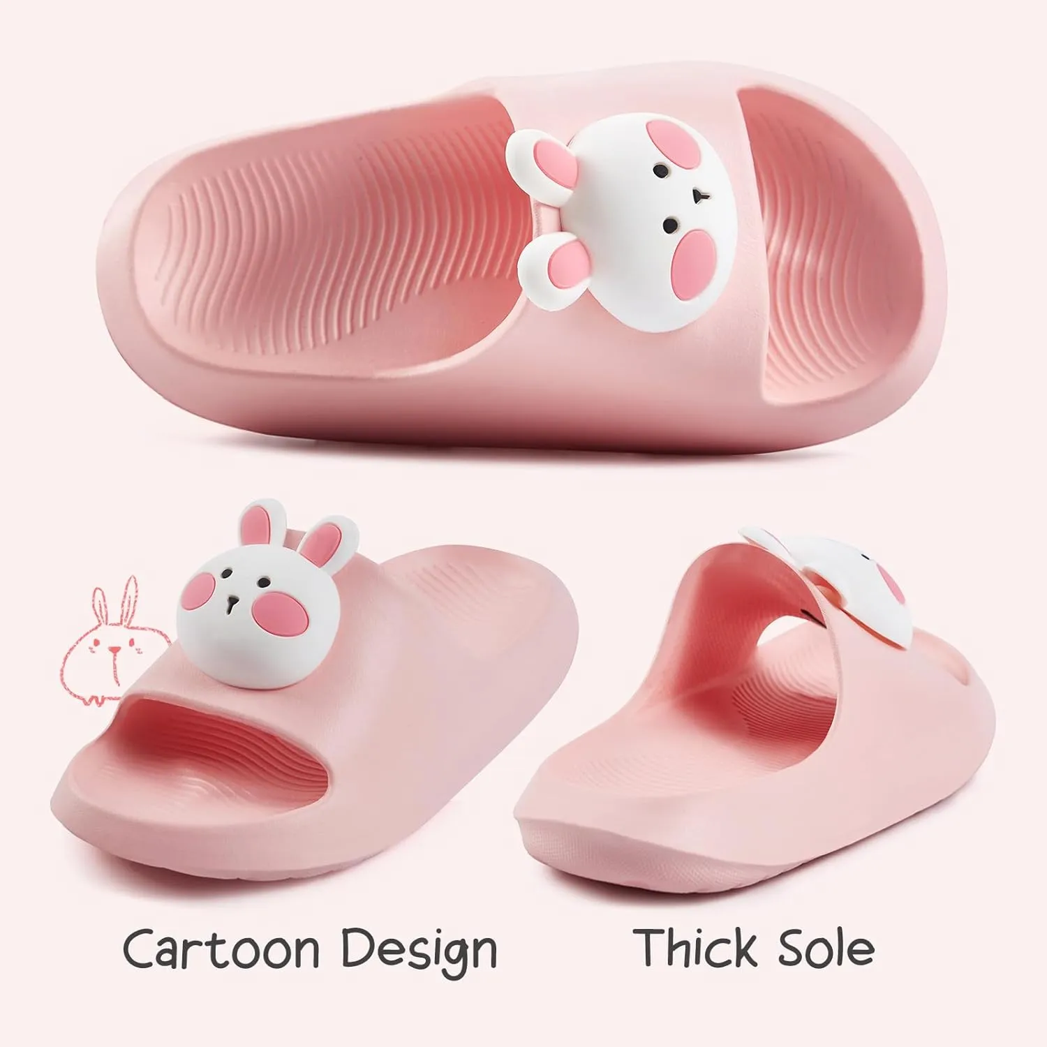 Bunny Toddler Slides Slipper Unisex Child Boys & Girls Slide Sandals for Kids Flip Flops Comfy Shower Slippers Beach Garden Shoes