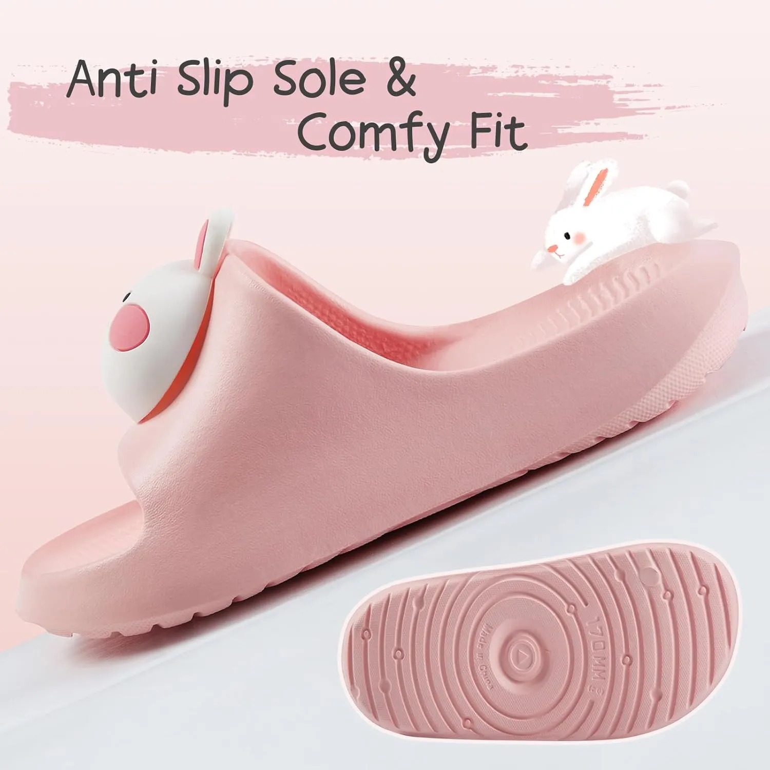 Bunny Toddler Slides Slipper Unisex Child Boys & Girls Slide Sandals for Kids Flip Flops Comfy Shower Slippers Beach Garden Shoes