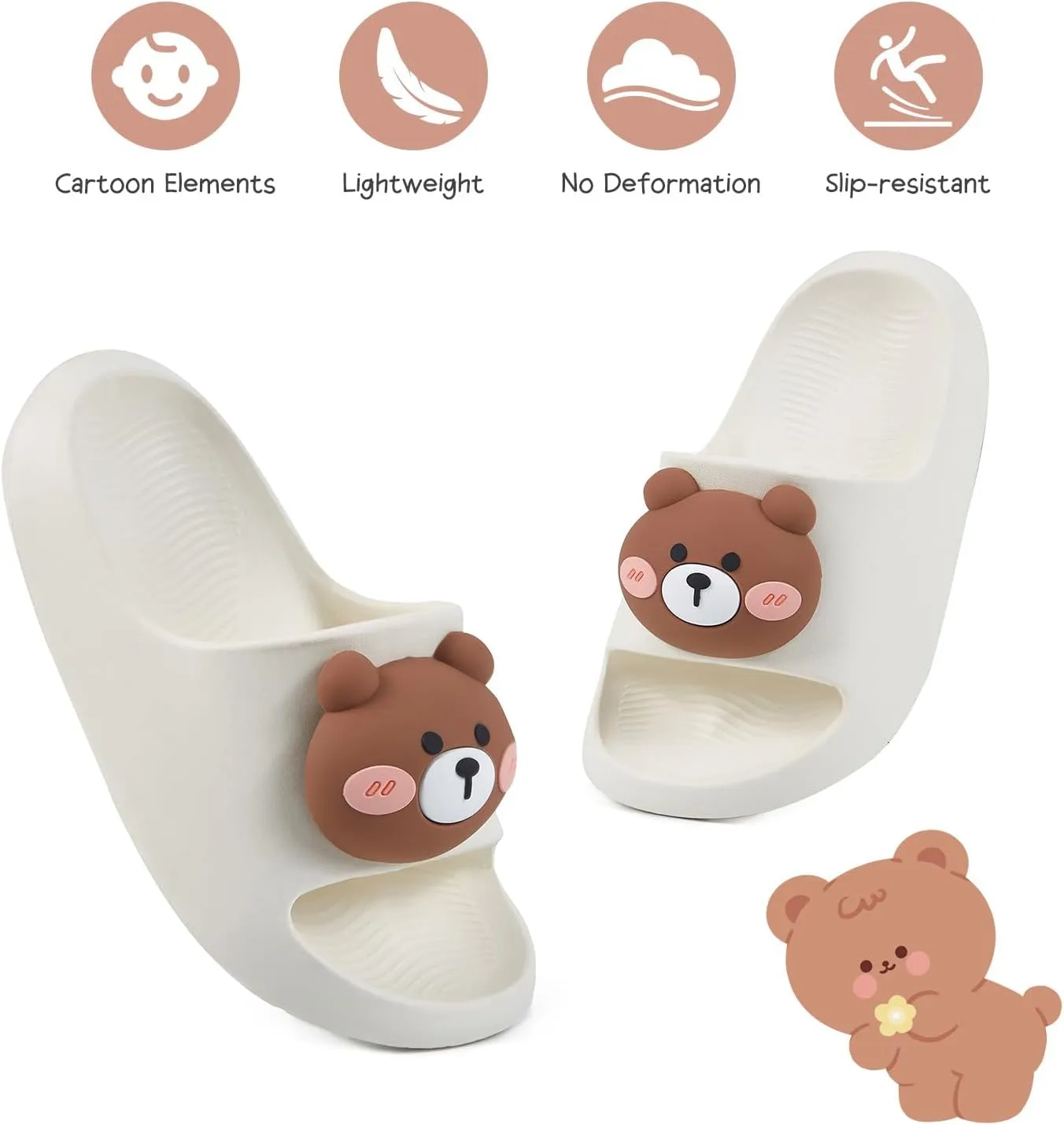 Bunny Toddler Slides Slipper Unisex Child Boys & Girls Slide Sandals for Kids Flip Flops Comfy Shower Slippers Beach Garden Shoes