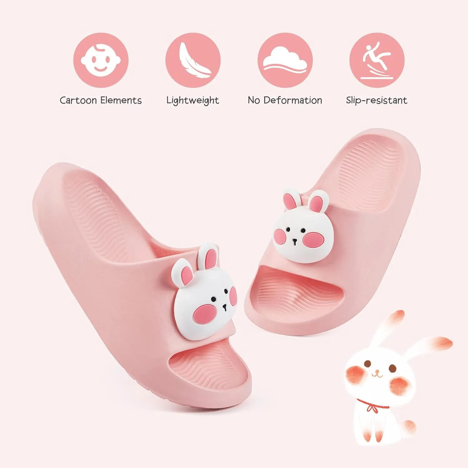Bunny Toddler Slides Slipper Unisex Child Boys & Girls Slide Sandals for Kids Flip Flops Comfy Shower Slippers Beach Garden Shoes