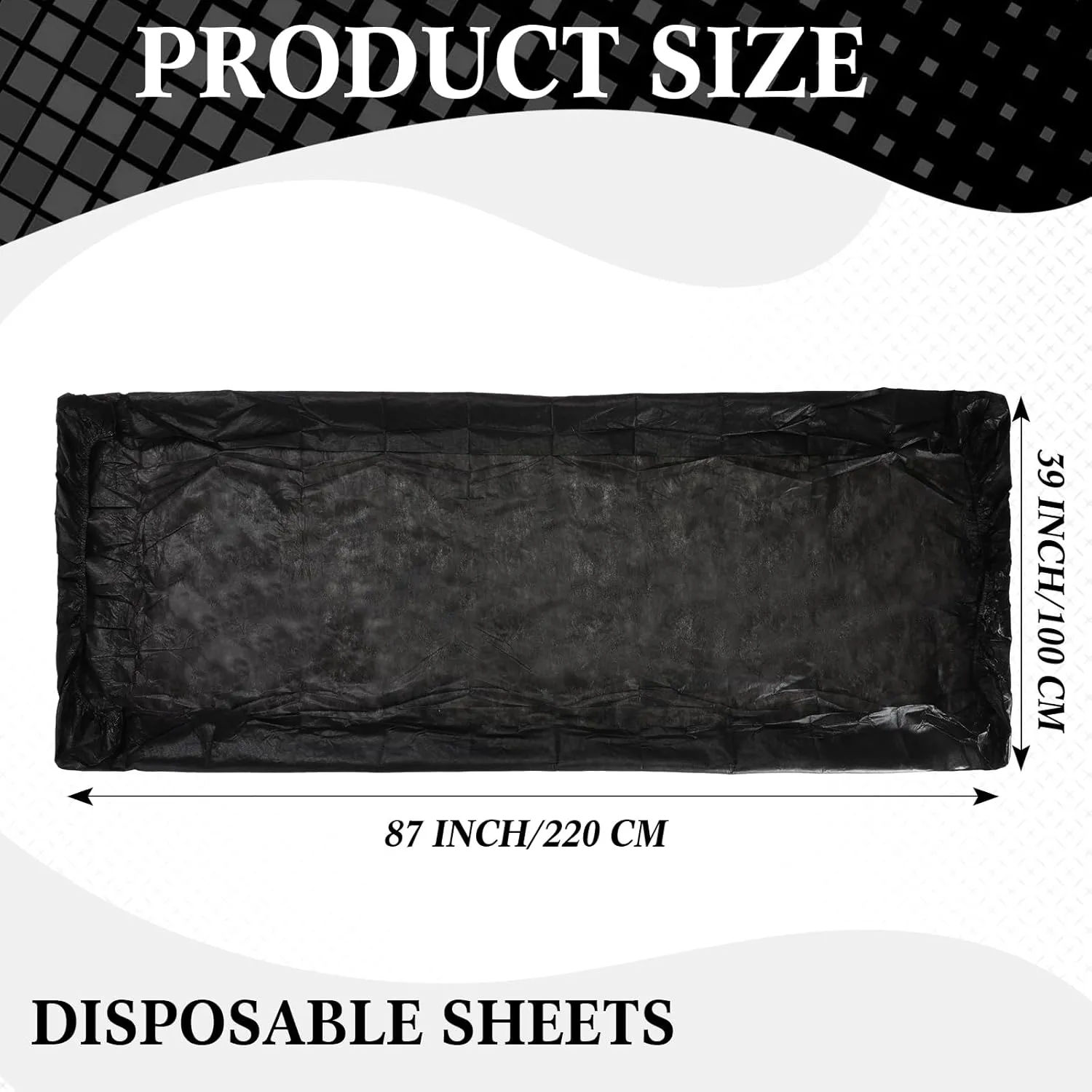 Buryeah 50 Pcs Massage Table Sheets Disposable Fitted Bed Sheets Thickened Spa Bed Covers Soft Non Woven Massage Table Cover for Spa Salon Body Facial Beauty, 39 x 87 Inch(Black)