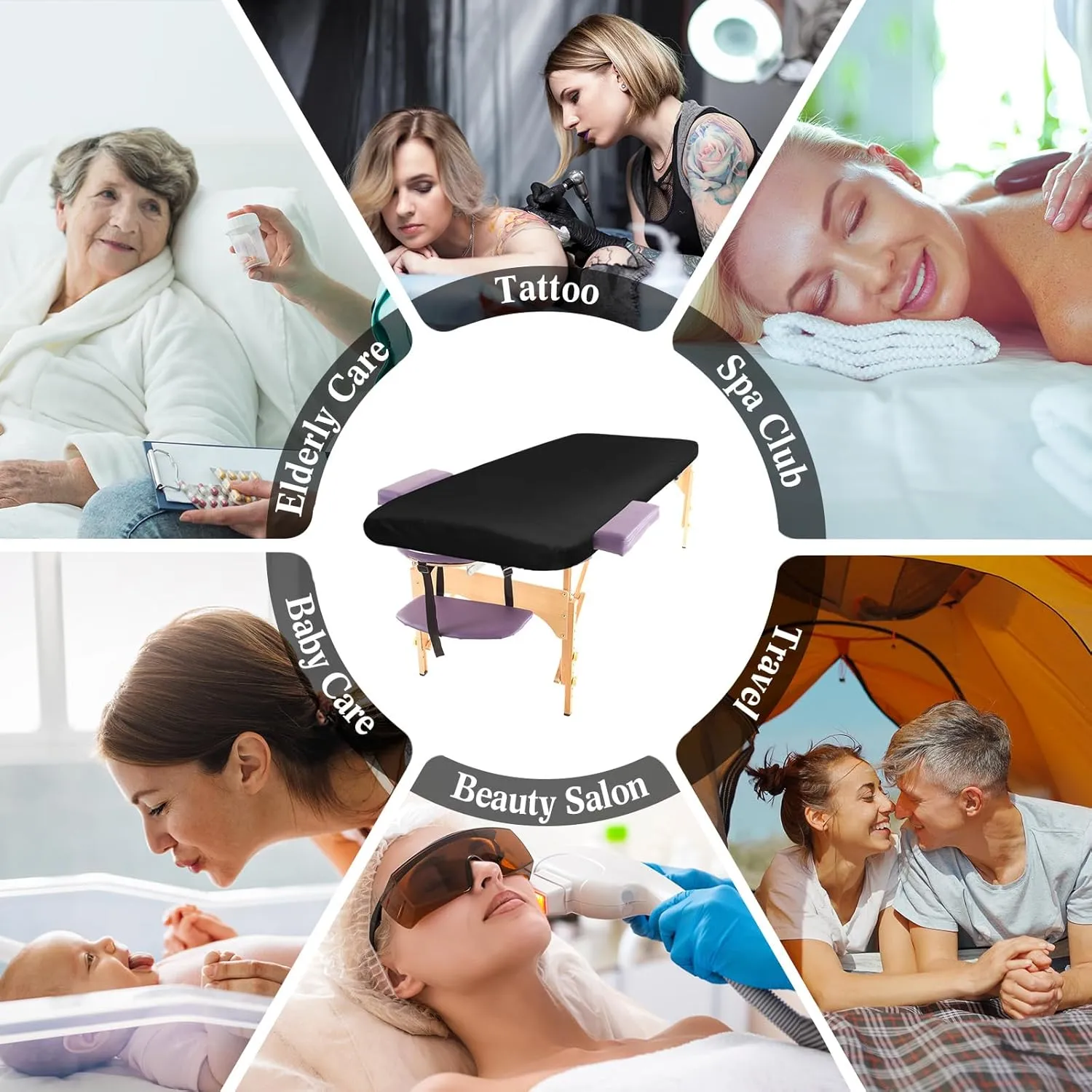 Buryeah 50 Pcs Massage Table Sheets Disposable Fitted Bed Sheets Thickened Spa Bed Covers Soft Non Woven Massage Table Cover for Spa Salon Body Facial Beauty, 39 x 87 Inch(Black)