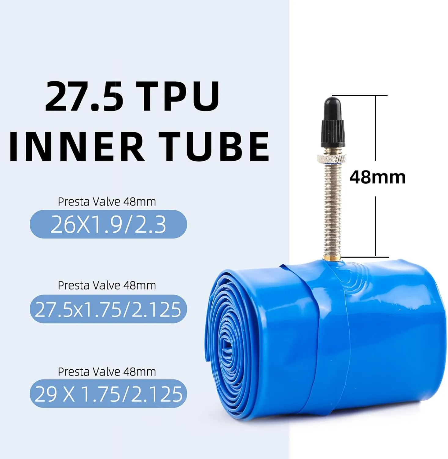 BWSHLF Bike TPU Inner Tube 2pack, 26x1.9/2.3 AV/FV, 27.5/29x1.75/2.125 AV/FV, 700x18C/32C /35C/40C FV, Bicycle TPU Tube Schrader/Presta Valve Ultralight for Mountain/MT/Road/BMX Bike