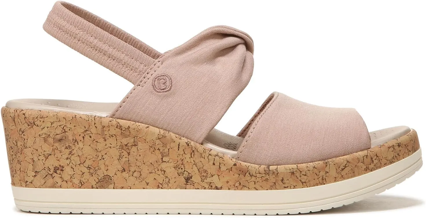 BZees Women's Remix Machine Washable Ankle Strap Wedge Sandal Slide