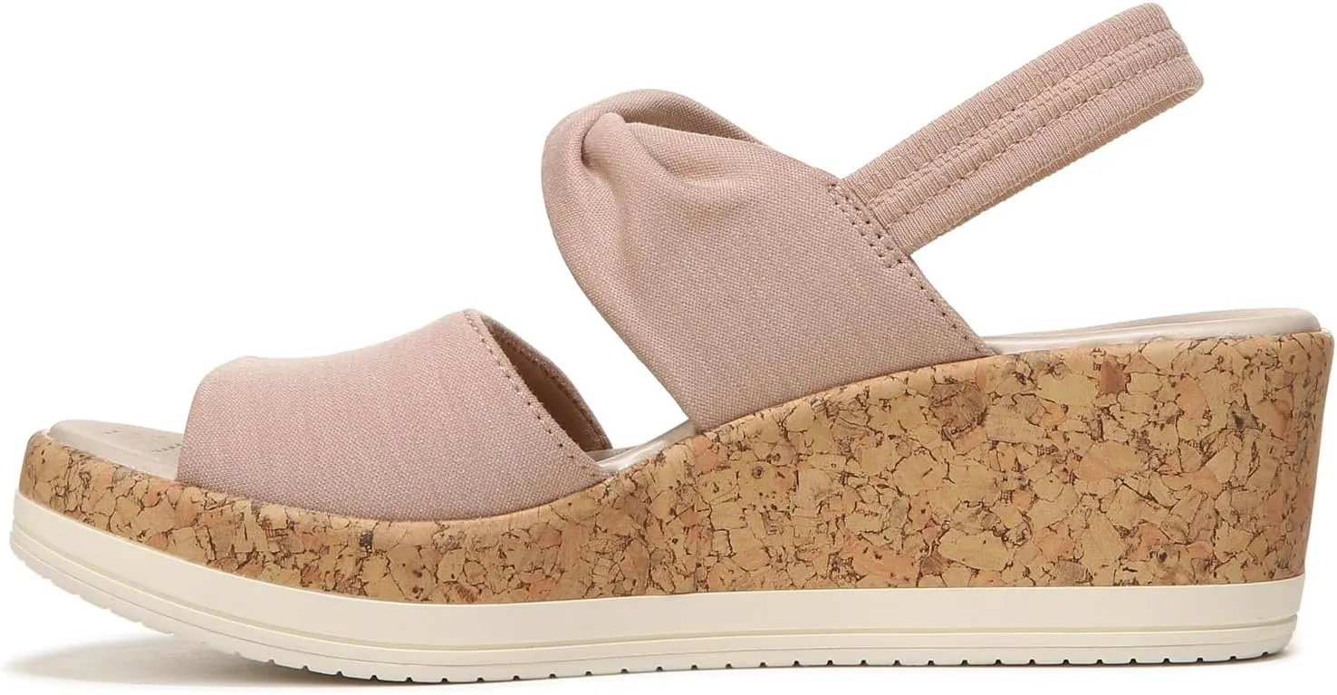 BZees Women's Remix Machine Washable Ankle Strap Wedge Sandal Slide