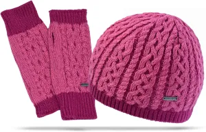 Cable Knit Women’s Hand Warmers & Winter Beanie Gift Set