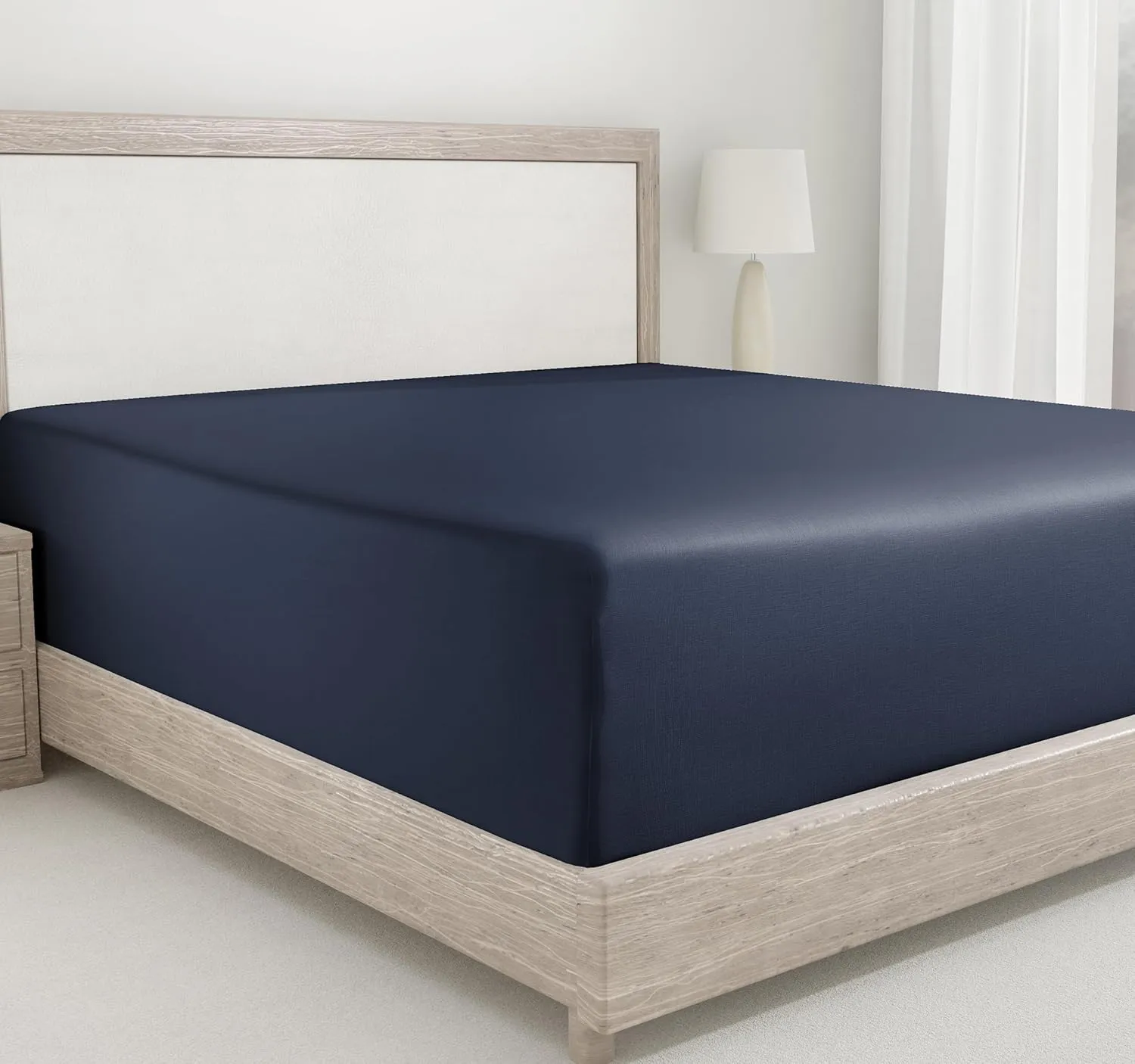California Design Den Queen Size Fitted Sheet, Deep Pocket Soft 400 Thread Count 100% Cotton, No Pop-Off Elastic, Durable Sateen Weave Sheet Only (Queen, Indigo Dusty Blue)