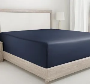 California Design Den Queen Size Fitted Sheet, Deep Pocket Soft 400 Thread Count 100% Cotton, No Pop-Off Elastic, Durable Sateen Weave Sheet Only (Queen, Indigo Dusty Blue)