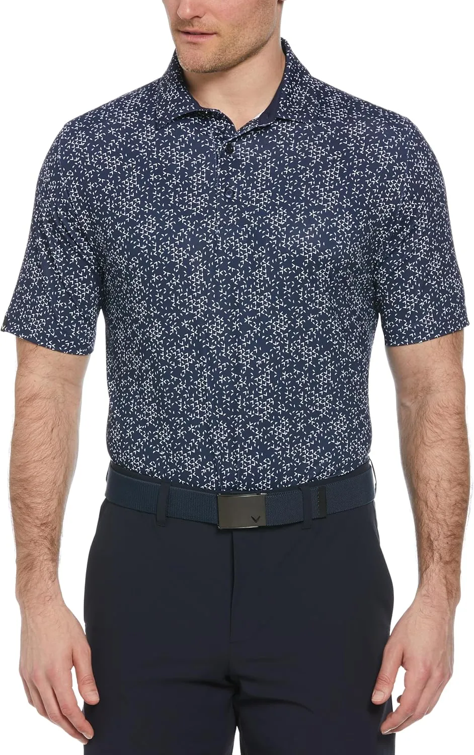 Callaway Men's Chevron Print Short Sleeve Golf Polo, Moisture-Wicking, Stretch, Lightweight Recycled Fabric