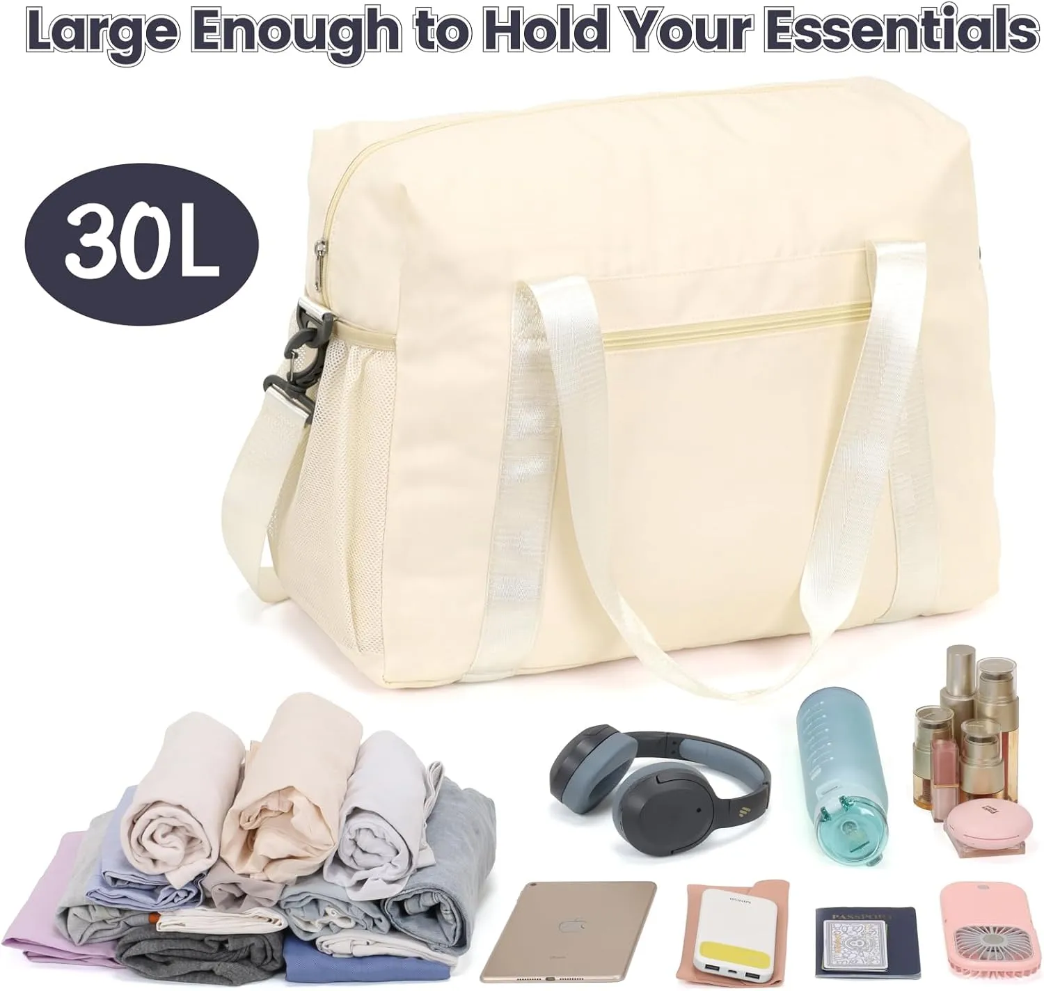 Cambond Spirit Airlines Personal Item Bag 18x14x8 Inch - 30L Carry on Personal Item Travel Bag for Short Trip with Shoulder Strap and Water Bottle Pocket, Compact Underseat Foldable Travel Duffel Bag