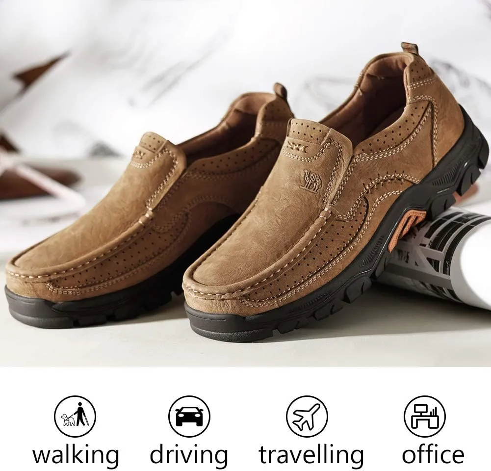 CAMEL CROWN Mens Loafers Slip On Loafer Leather Casual Walking Shoes Comfortable for Work Office Dress Outdoor