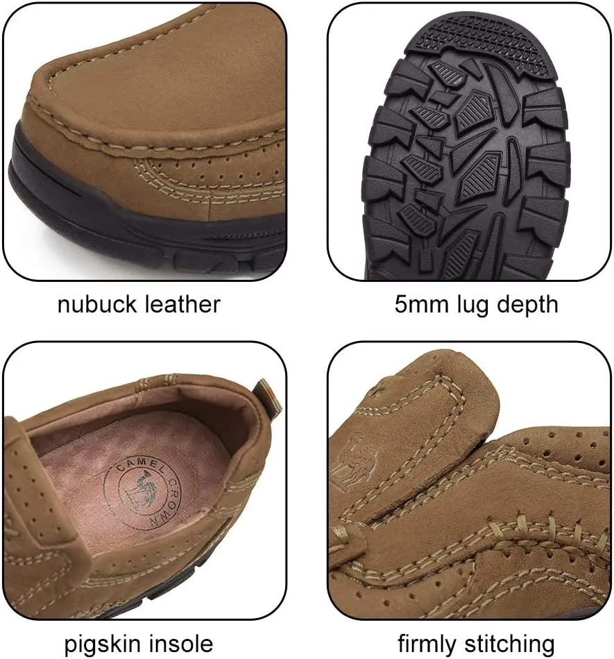 CAMEL CROWN Mens Loafers Slip On Loafer Leather Casual Walking Shoes Comfortable for Work Office Dress Outdoor