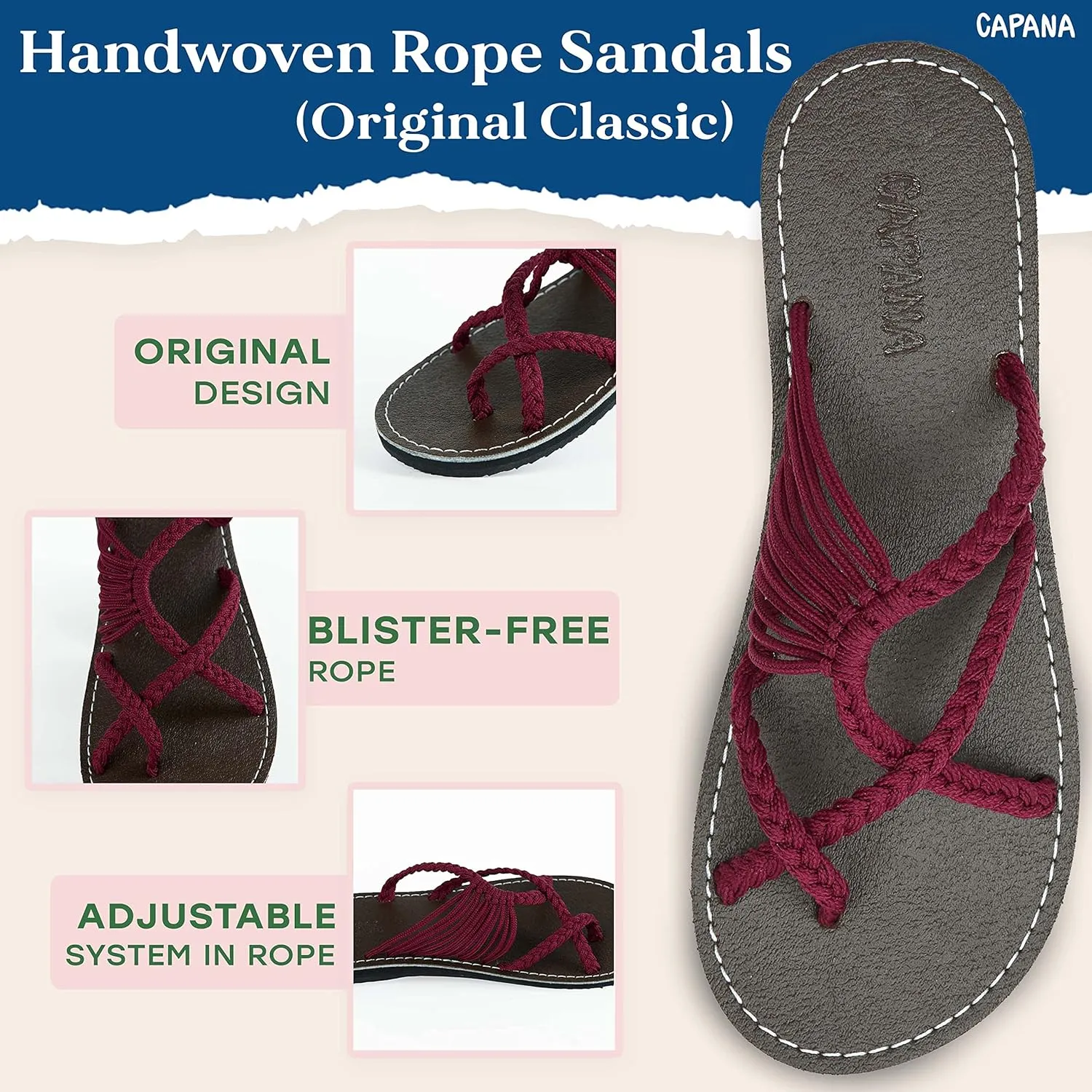 Capana Woven Women's Flat Sandals - Strappy Braided Beach Sandals for Dressy Summer, Rope Bohemian Spring Casual Womens Shoes, Comfy Boho Flats for Teen Girls Oceanbliss