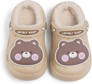 Casazoe Toddler Fur Lined Clogs Boys Girls Winter Warm Slip On Shoes Fleece Lining House Slippers Cartoon Lightweight Outdoor Indoor Home Shoes