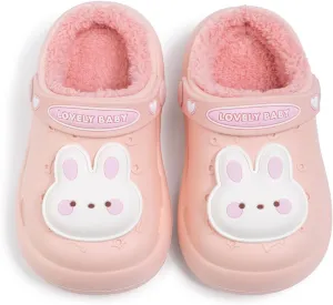 Casazoe Toddler Fur Lined Clogs Boys Girls Winter Warm Slip On Shoes Fleece Lining House Slippers Cartoon Lightweight Outdoor Indoor Home Shoes