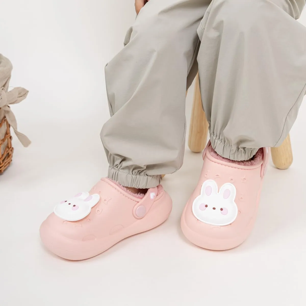 Casazoe Toddler Fur Lined Clogs Boys Girls Winter Warm Slip On Shoes Fleece Lining House Slippers Cartoon Lightweight Outdoor Indoor Home Shoes