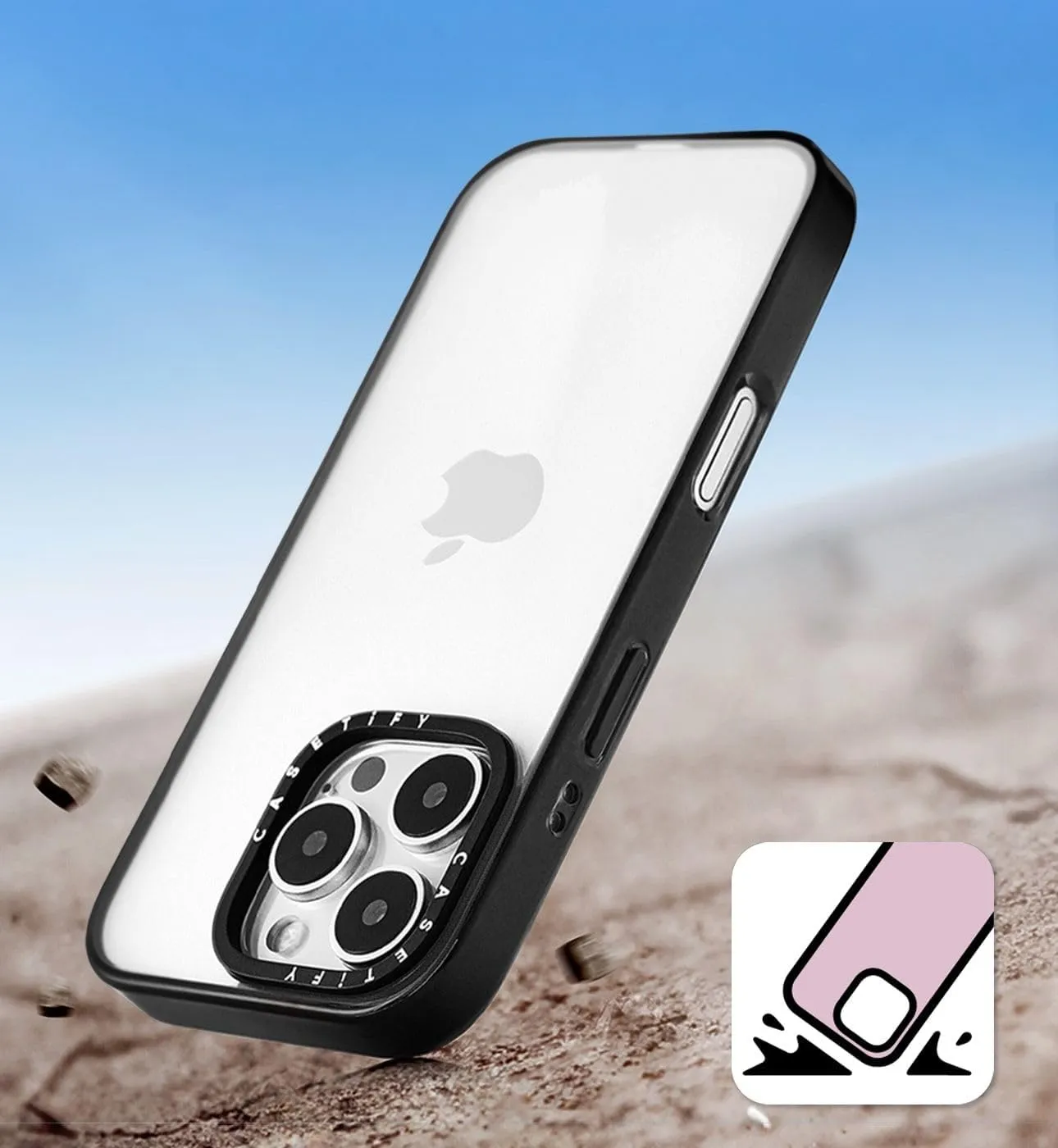 CASETiFY Compact iPhone 15 Plus Case [4 ft. 2X Military Grade Drop Protection/Slim/Lightweight] - Clown Kitty - Clear Black