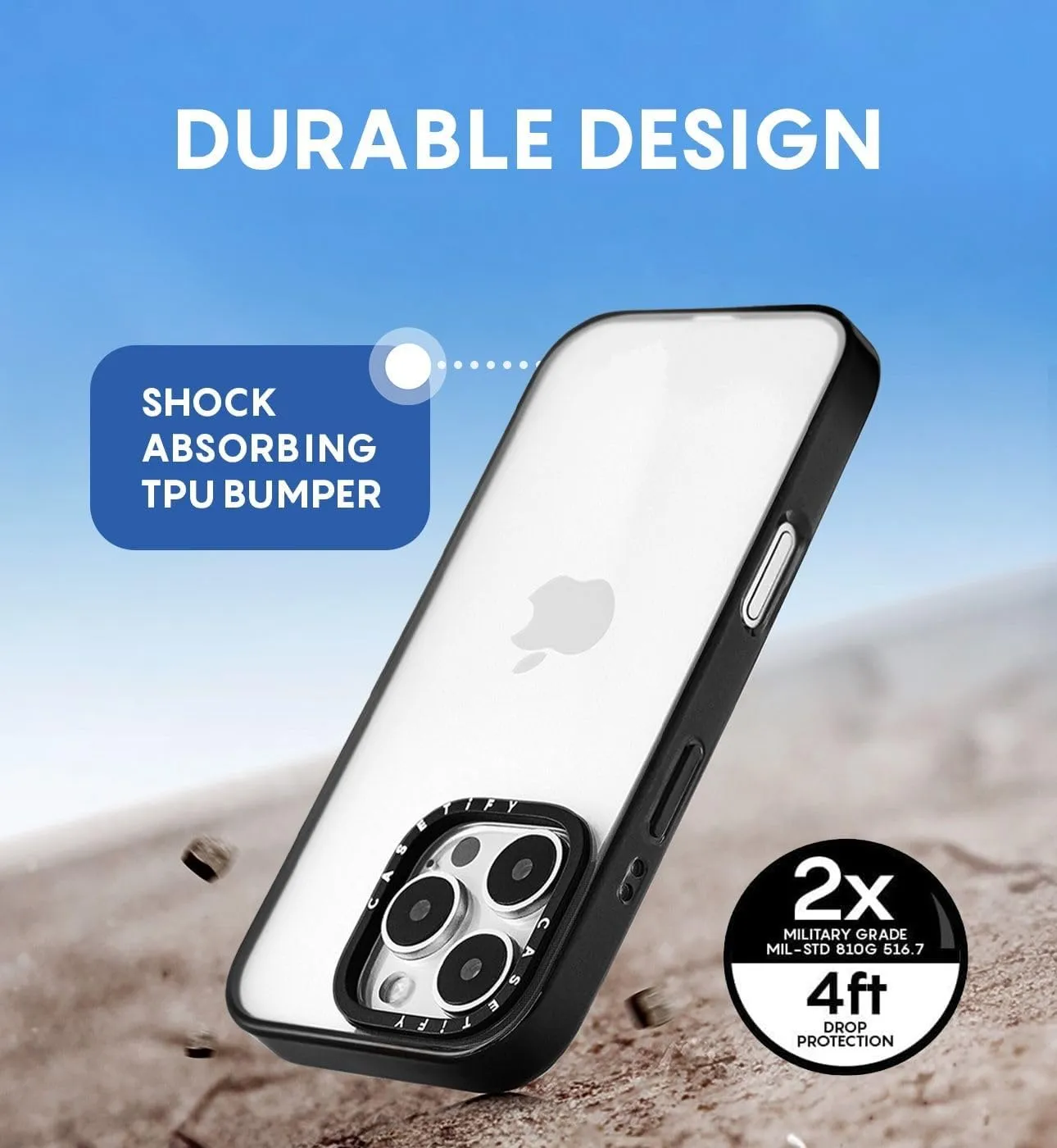 CASETiFY Compact iPhone 15 Pro Max Case [4 ft. 2X Military Grade Drop Protection/Slim/Lightweight] - Cherries - Clear Black
