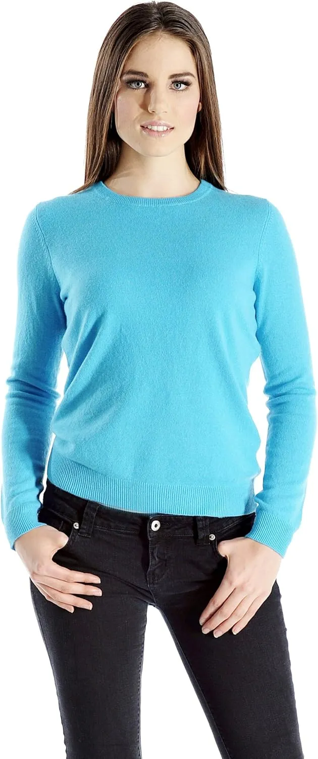 Cashmere Boutique 100% Pure Cashmere Crew Neck Sweater for Women – Long Sleeve, Classic Style, Soft and Warm Pullover Sweater