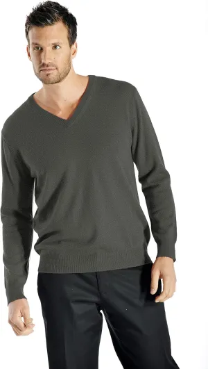 Cashmere Boutique: Men's 100% Pure Cashmere Classic Pullover V-Neck Sweater Long Sleeves (5 Colors, Sizes: S/M/L/XL)