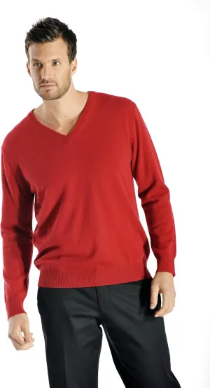 Cashmere Boutique: Men's 100% Pure Cashmere Classic Pullover V-Neck Sweater Long Sleeves (5 Colors, Sizes: S/M/L/XL)