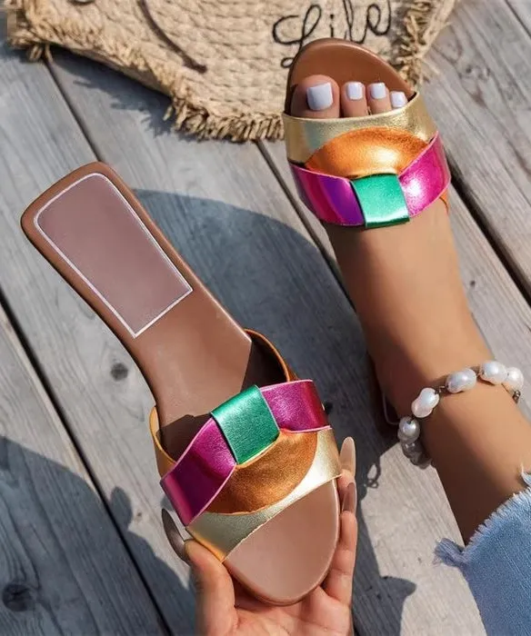 Casual Comfy Multicolor Beach Slippers Peep Toe