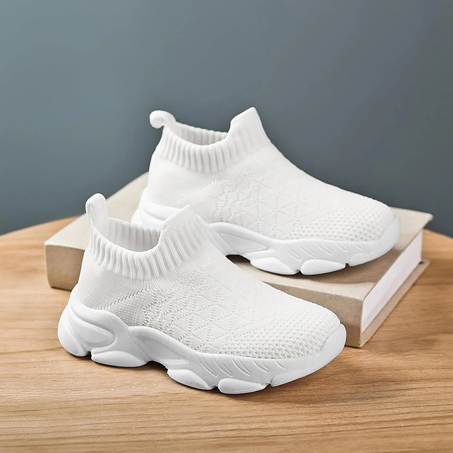 CERYTHRINA Kids Slip On Running Tennis Shoes Breathable Mesh Athletic High Top Casual Sports Walking Shoes Toddler/Little Kids/Big Kids