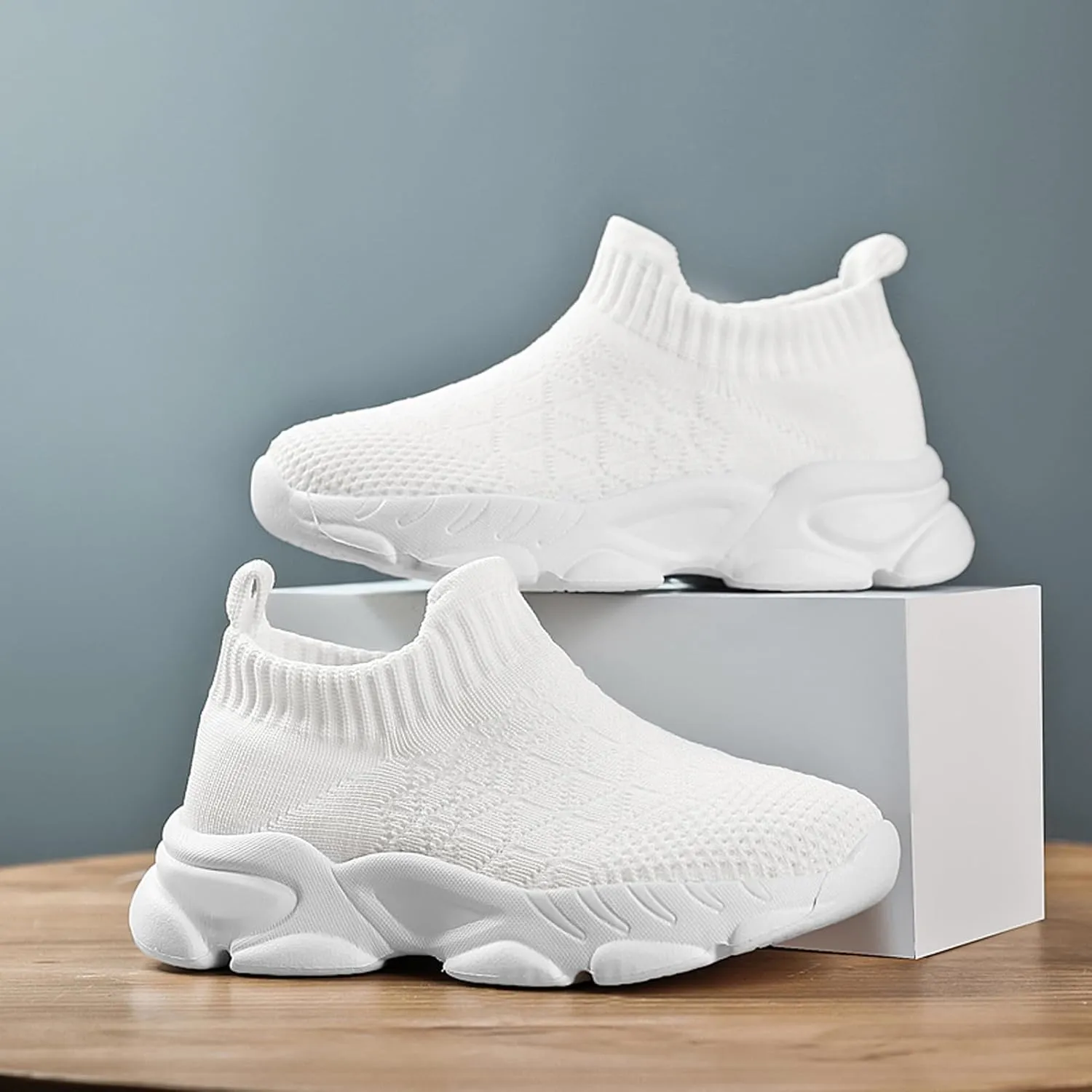 CERYTHRINA Kids Slip On Running Tennis Shoes Breathable Mesh Athletic High Top Casual Sports Walking Shoes Toddler/Little Kids/Big Kids