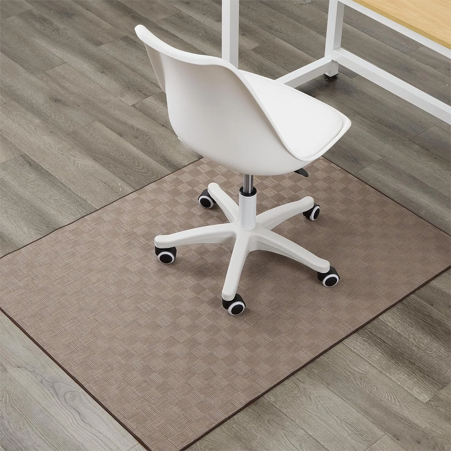 Chair Mat for Hardwood & Tile Floor, 47" x 52" Heavy Duty Office Chair Mat for Rolling Chairs, Anti Slip, Non-Curve, Floor Protector for Home Office, Brown Square