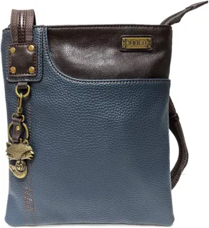 Chala Crossbody Phone Purse | SOFT PU Leather SWING Bag with Chala Mini Key fob-Navy (Metal Fox)