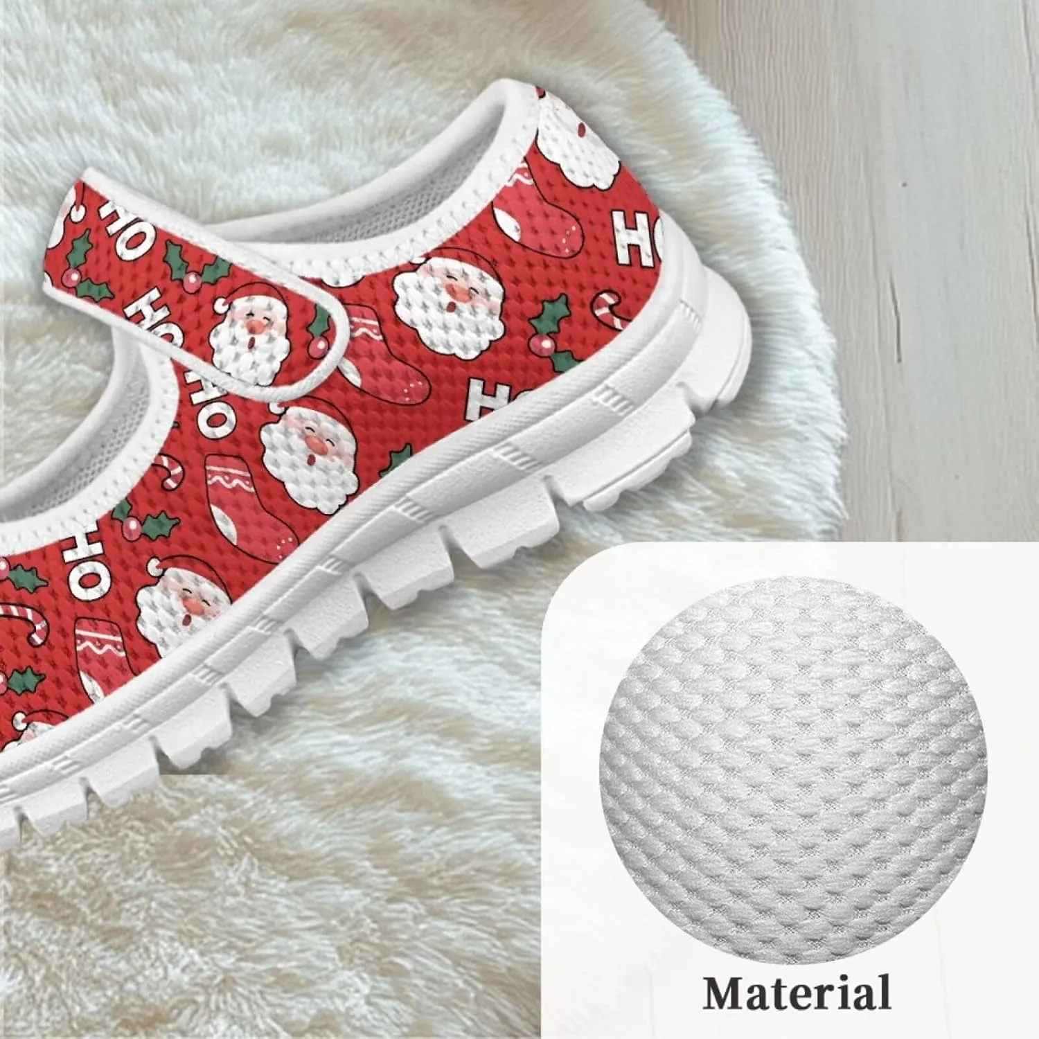 chaqlin Christmas Sneaker Mary Jane for Kids Slip On Casual Outdoor School Sports Shoes Lightweight Flat Walking Sneaker