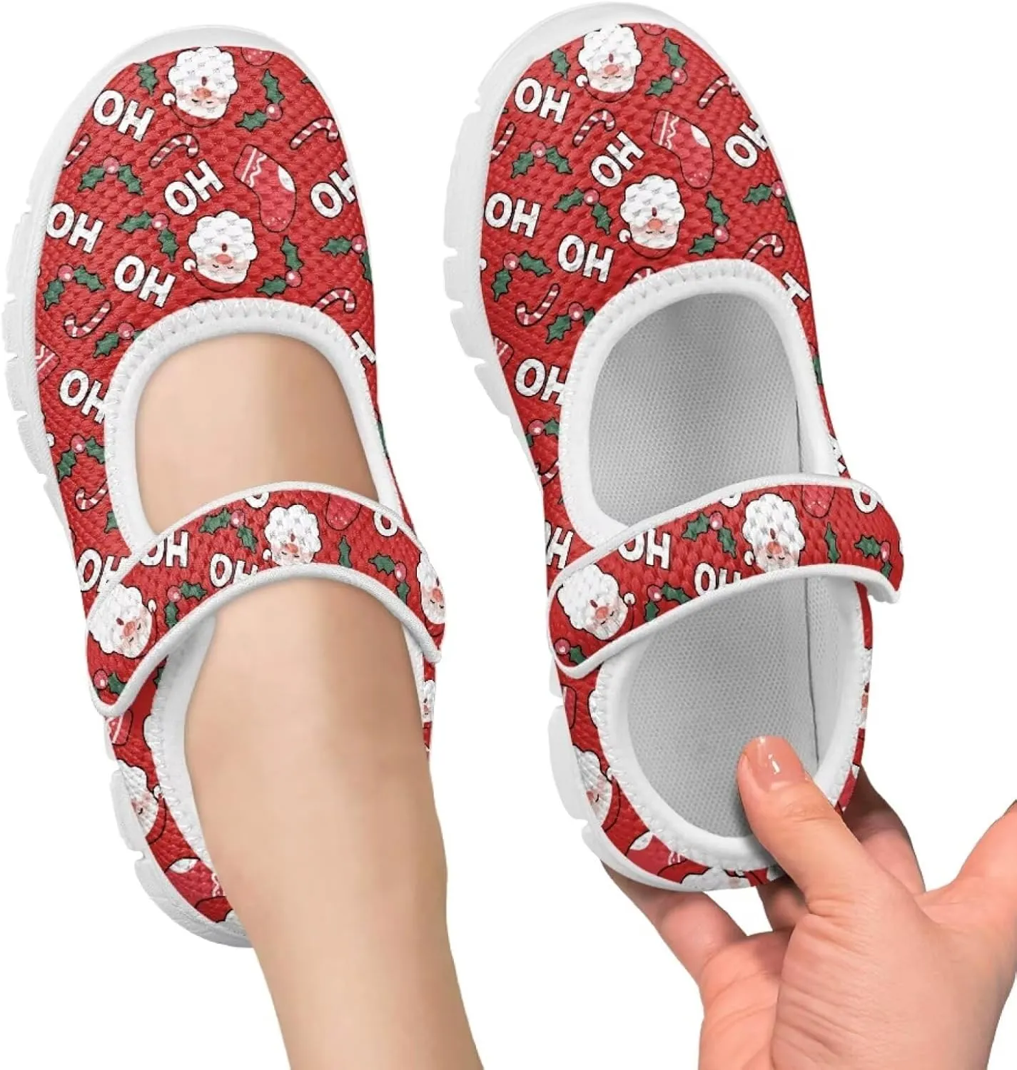 chaqlin Christmas Sneaker Mary Jane for Kids Slip On Casual Outdoor School Sports Shoes Lightweight Flat Walking Sneaker