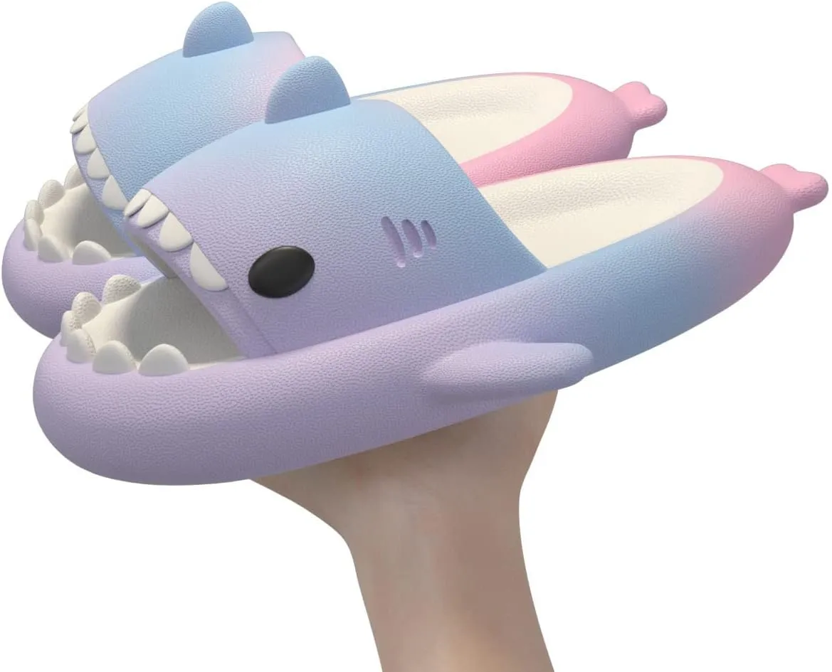 ChayChax Boys Girl Cloud Shark Slides Non-Slip Novelty Open Toe Sandals Extremely Comfy Cushioned Thick Sole Cute Cartoon Shower Slippers Indoor & Outdoor