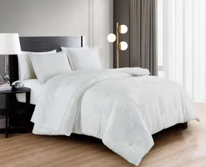 Chezmoi Collection Reina White Clip Jacquard Geometric 7-Piece Bed in a Bag Comforter Set, Queen - Striped Pattern Waffle Textured Bedding with Sheets Set