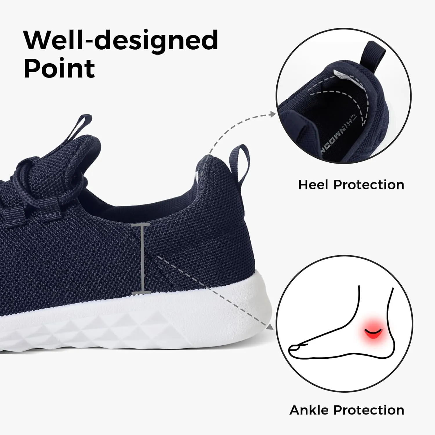 CHIN·MOON Women's Slip On Walking Shoes Lightweight Non Slip Running Gym Shoes Breathable Fashion Sneakers