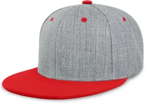 CHOK.LIDS Two Tone Snapback Heather Grey Flat Bill Visor Wool Blend Classic Plain Hats for Men Women Adjustable Baseball Cap