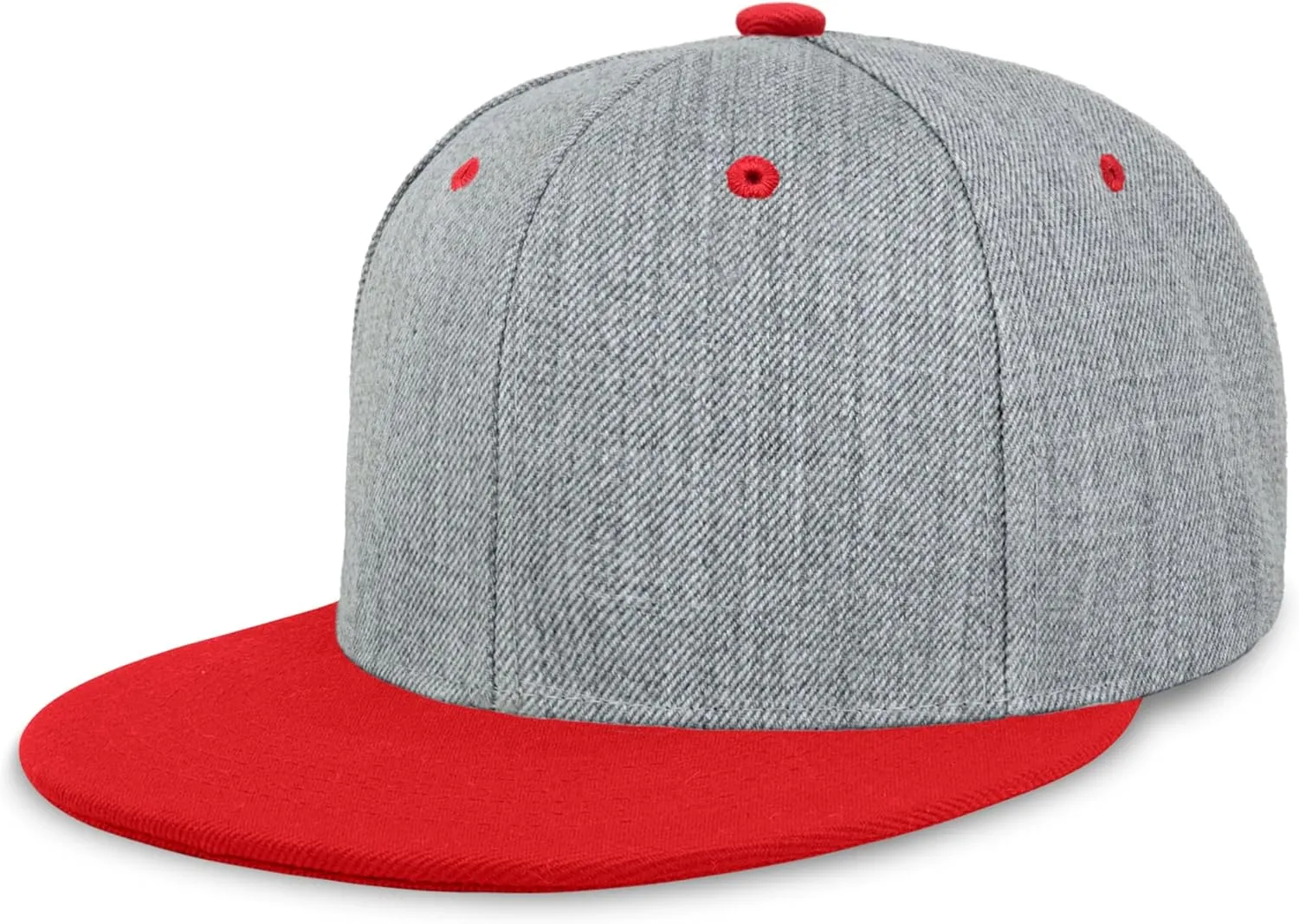 CHOK.LIDS Two Tone Snapback Heather Grey Flat Bill Visor Wool Blend Classic Plain Hats for Men Women Adjustable Baseball Cap