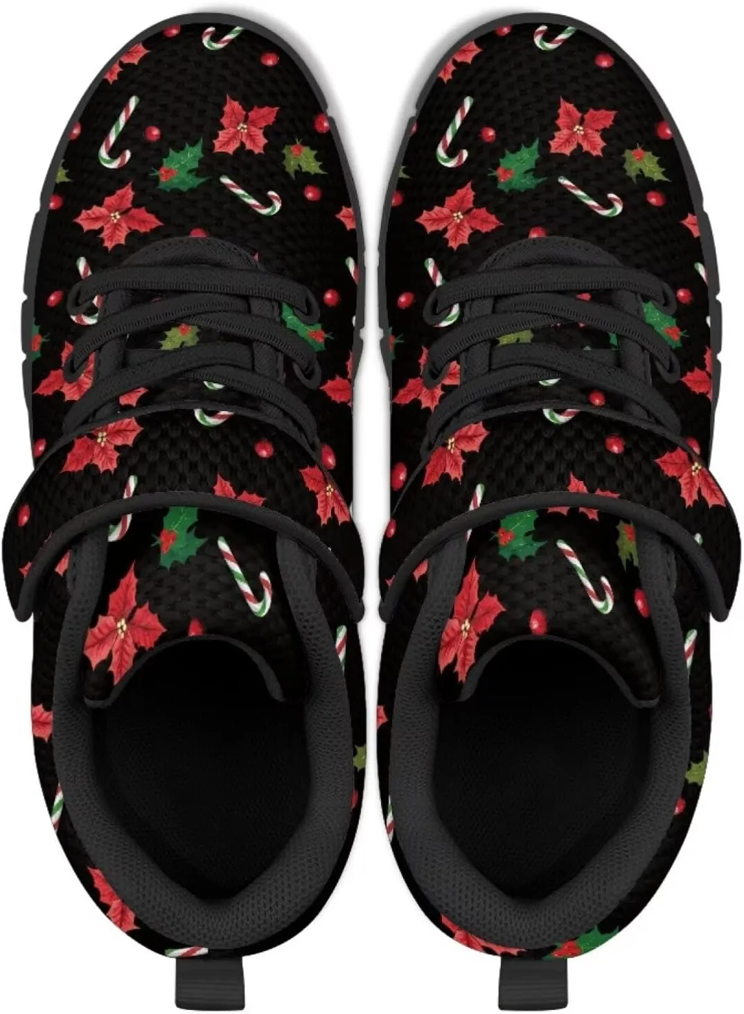 Christmas Sneakers for Girls Slip on Walking Shoes Breathable Lightweight Athletic Shoes with Hook and Loops