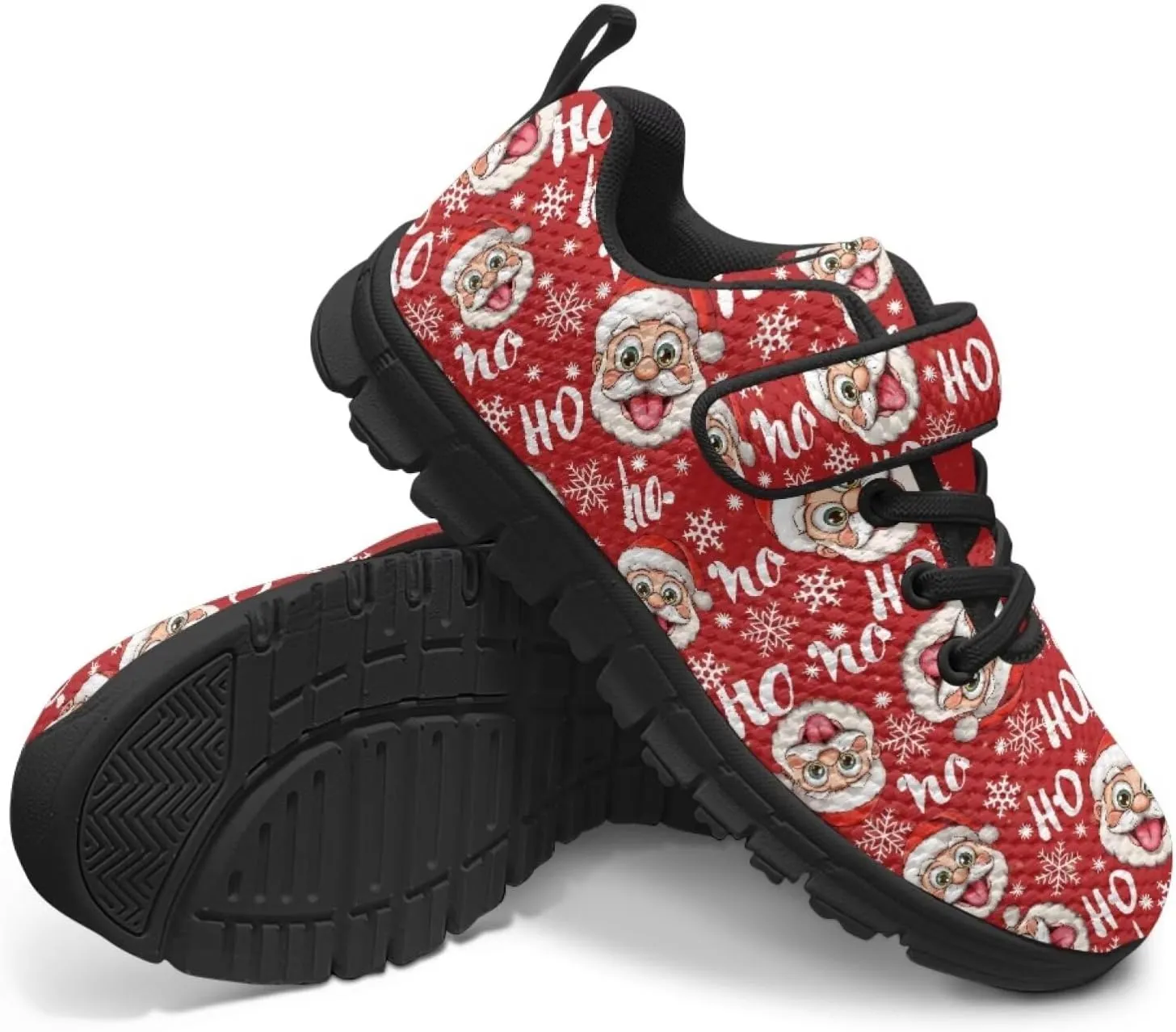 Christmas Sneakers for Girls Slip on Walking Shoes Breathable Lightweight Athletic Shoes with Hook and Loops
