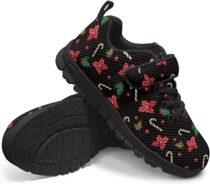 Christmas Sneakers for Girls Slip on Walking Shoes Breathable Lightweight Athletic Shoes with Hook and Loops