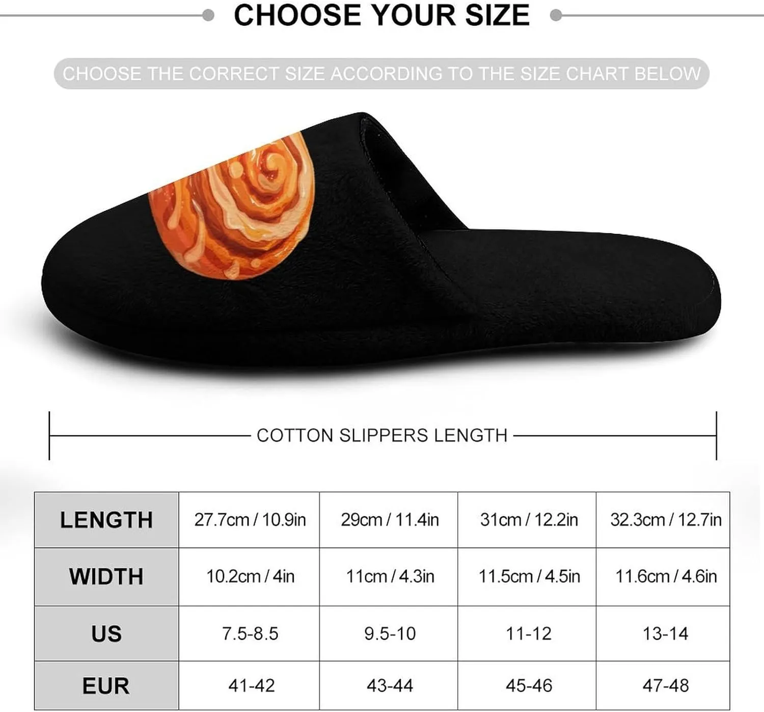 Cinnamon Rolls Pastry Warm Mens Slippers Winter Slip On Breathable Lightweight House Shoes Washable Indoor
