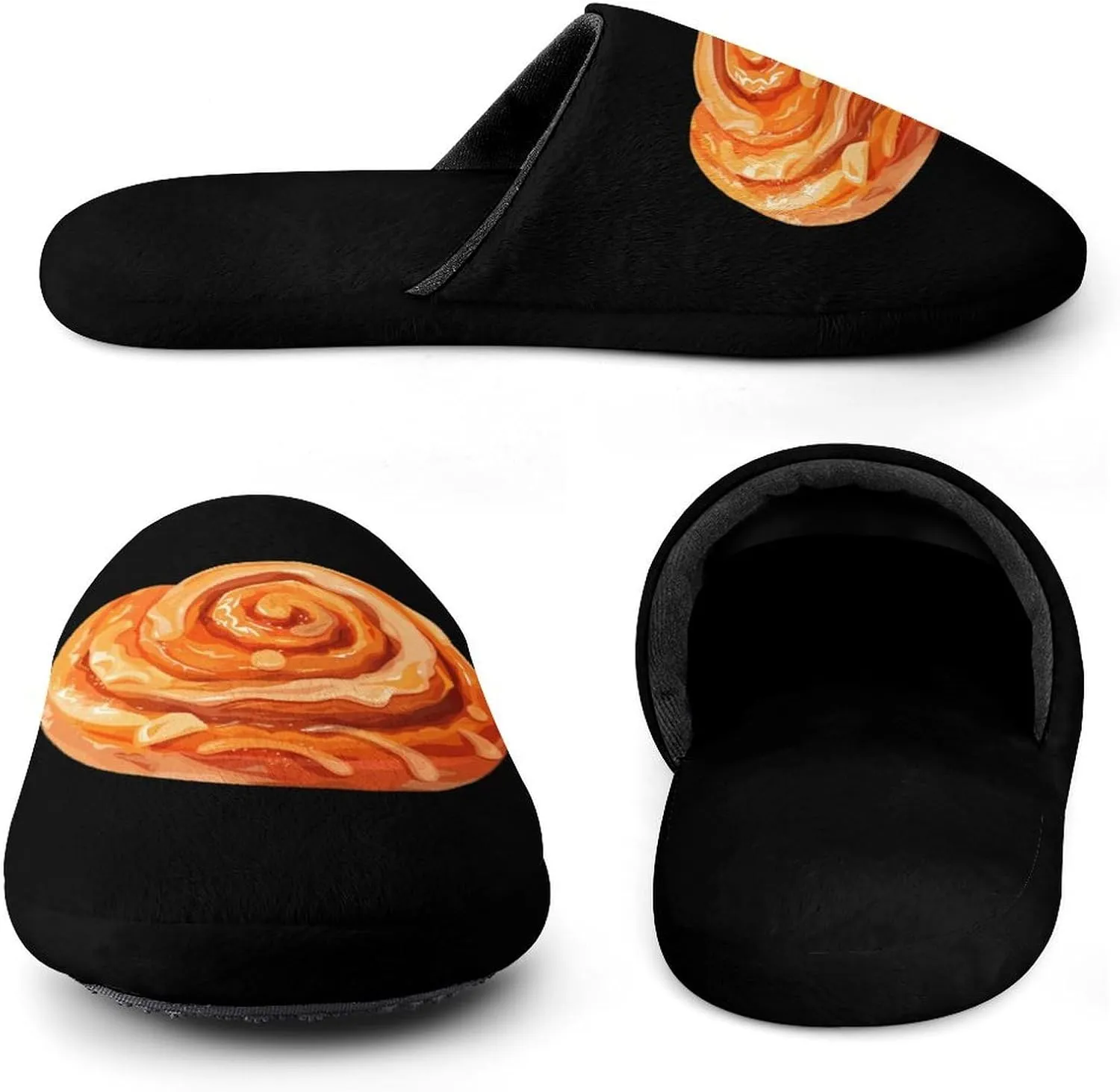 Cinnamon Rolls Pastry Warm Mens Slippers Winter Slip On Breathable Lightweight House Shoes Washable Indoor