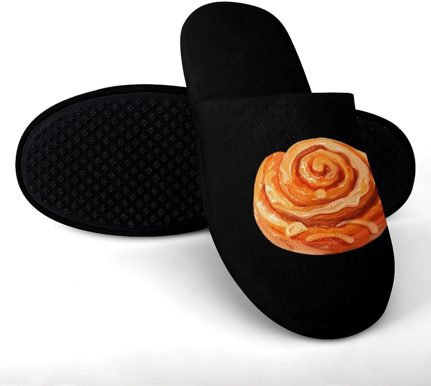Cinnamon Rolls Pastry Warm Mens Slippers Winter Slip On Breathable Lightweight House Shoes Washable Indoor