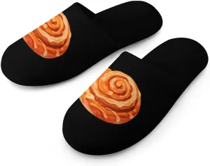 Cinnamon Rolls Pastry Warm Mens Slippers Winter Slip On Breathable Lightweight House Shoes Washable Indoor