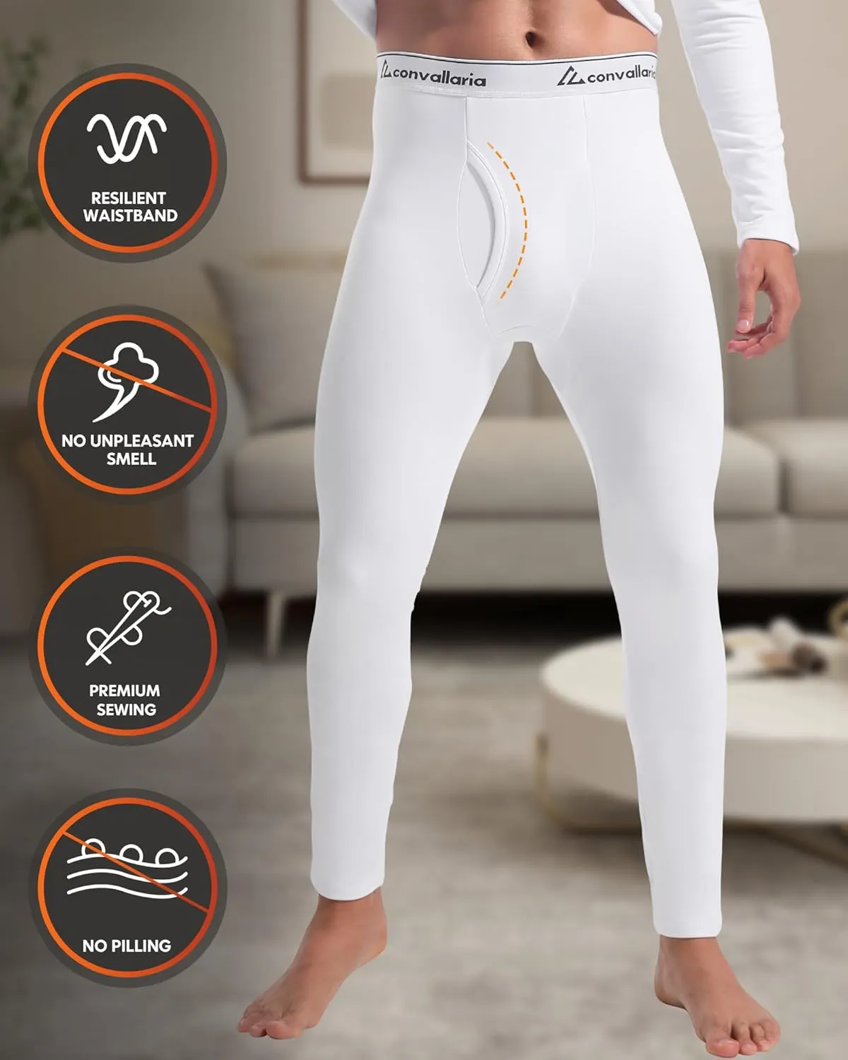 CL convallaria 2 Pack Long Johns Thermal Underwear for Men Soft Fleece Lined Base Layer Cold Weather Set XS-4XL