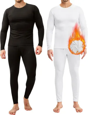 CL convallaria 2 Pack Long Johns Thermal Underwear for Men Soft Fleece Lined Base Layer Cold Weather Set XS-4XL