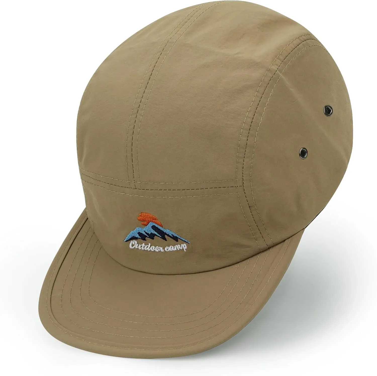Clakllie Waterproof 5 Panel Hat for Men Quick Dry Flat Brim Baseball Cap Embroidered Trucker Hats for Running Camp Hiking Hat