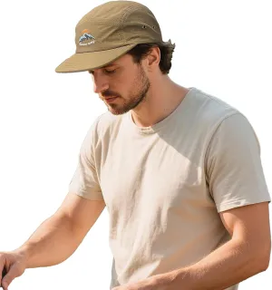 Clakllie Waterproof 5 Panel Hat for Men Quick Dry Flat Brim Baseball Cap Embroidered Trucker Hats for Running Camp Hiking Hat