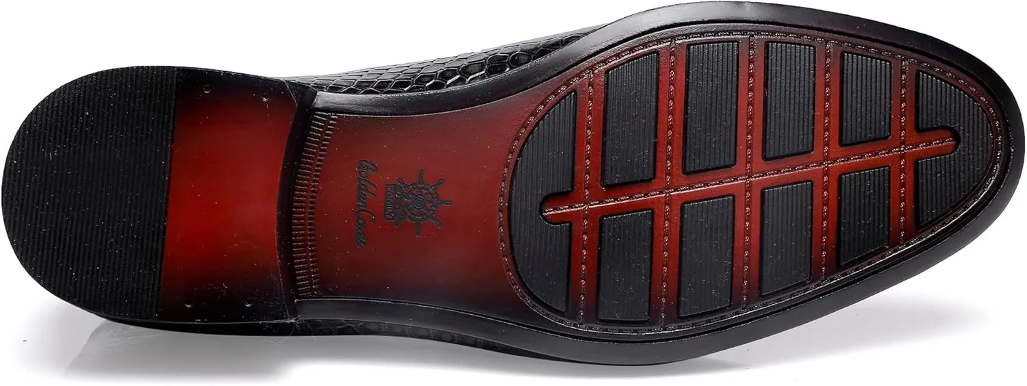 Classic Leather Dress Shoes for Mens, Fashion Crocodile Printed Casual Dress Shoe Loafer Slip On Shoes for Men